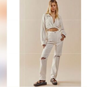 NEW FREE PEOPLE WHITE LASSO JEAN